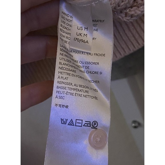 ANTHROPOLOGIE Metallic blend Peach crew neck 3/4th sleeve sweater Sz M - Picture 12 of 14